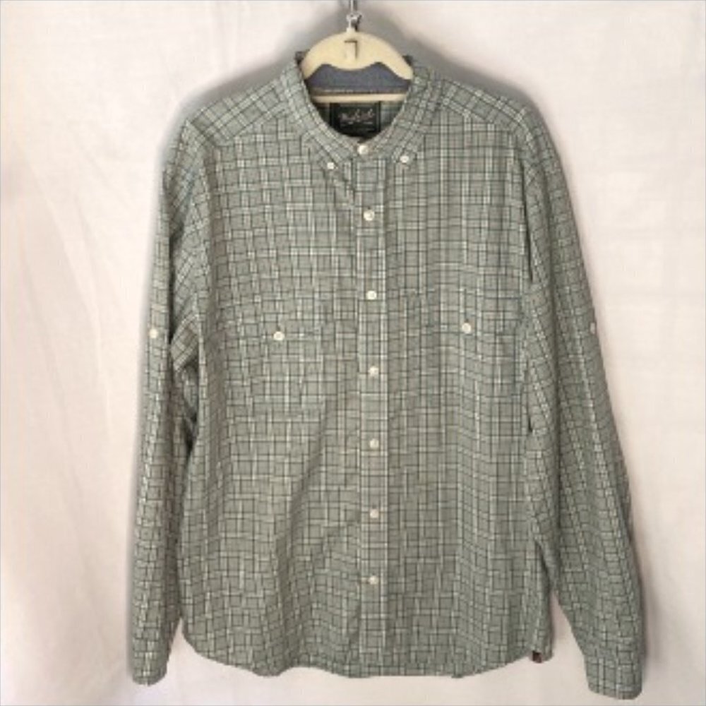 Woolrich Outdoor Plaid Button-Up Shirt  Men Large Green
